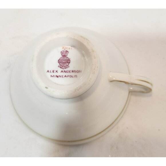 Antique Mintons England Footed Cup & Saucer H3251 Gold Encrusted Band Cream Rim - Picture 13 of 16